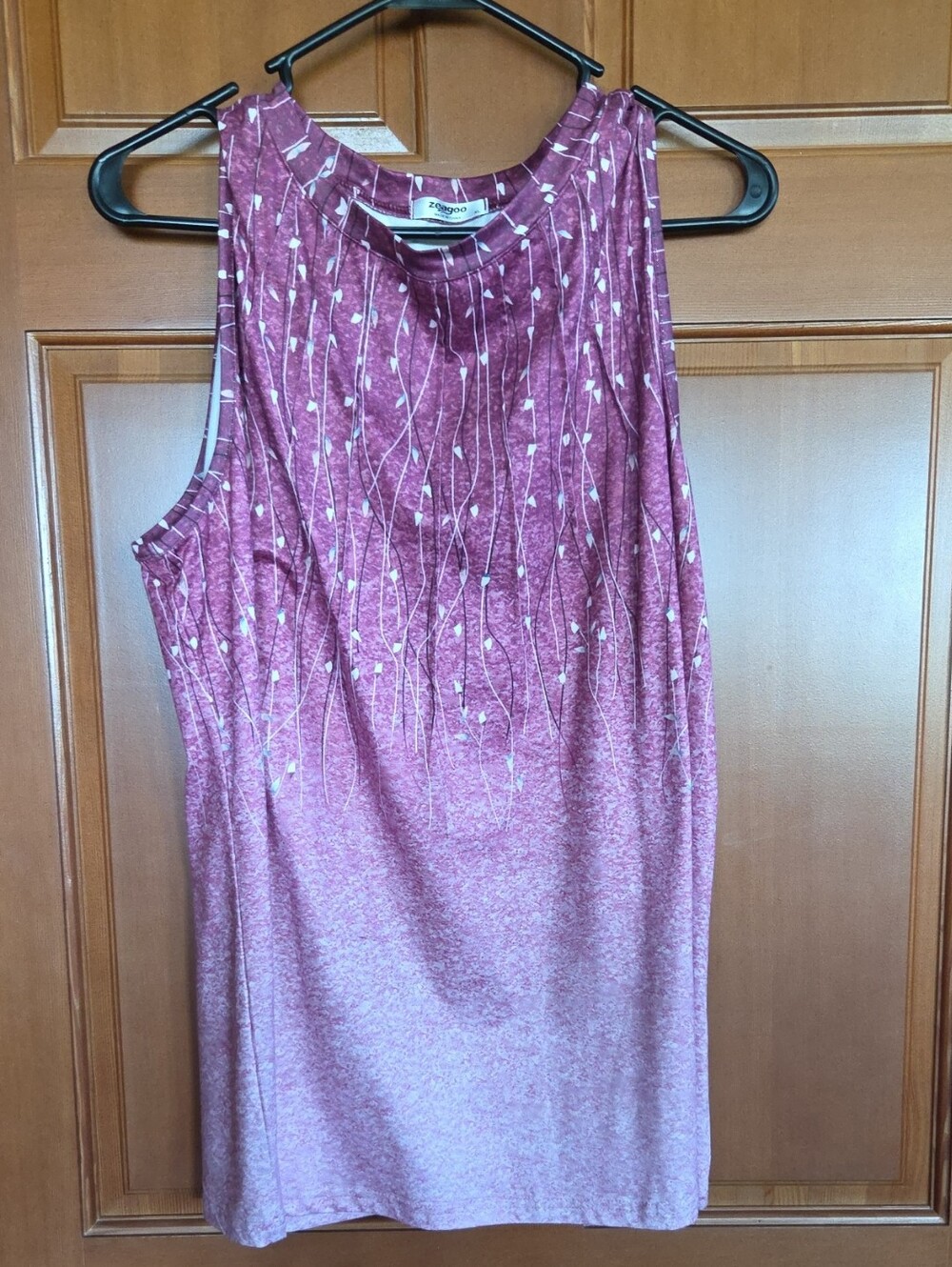 zeagoo XL Pink Ombre Sleeveless Tank with Vine Print